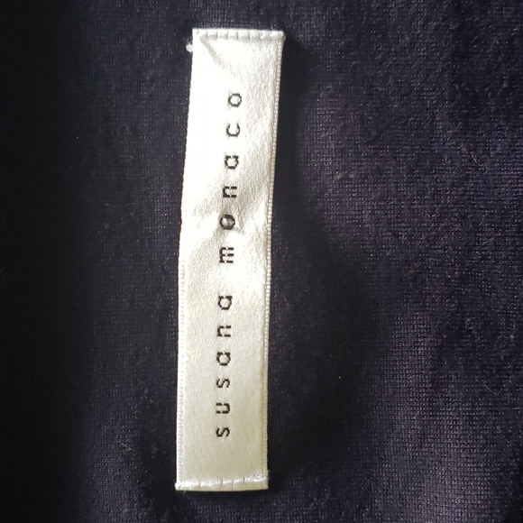 Susana Monaco Black Dress Size M Scoop Neck 3/4 Sleeve Knee Length Stretch - Picture 5 of 6